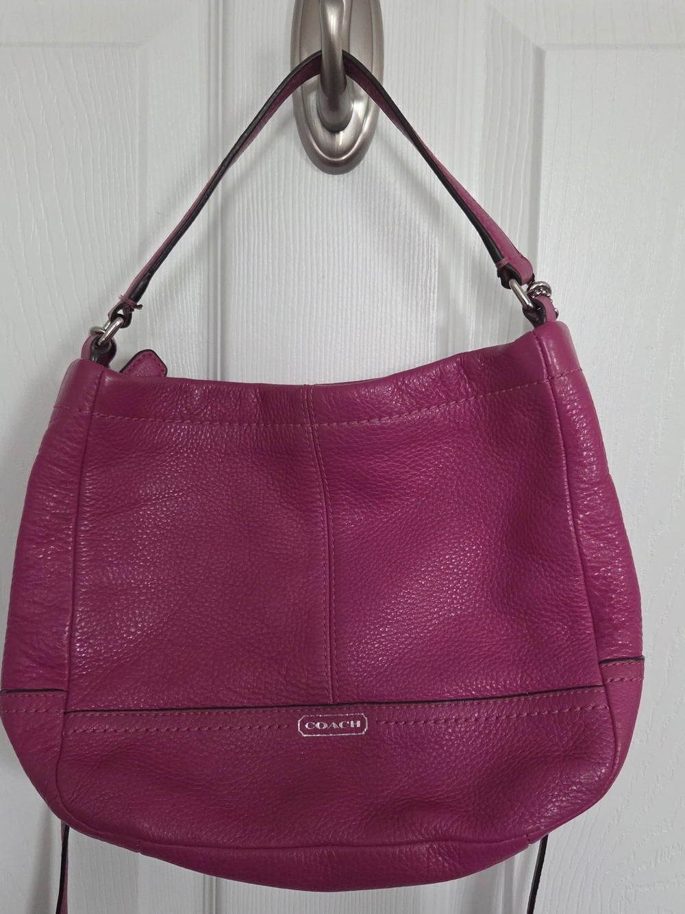 Coach Fuchsia Pebbled Leather Shoulder Bag - Picture 2 of 6